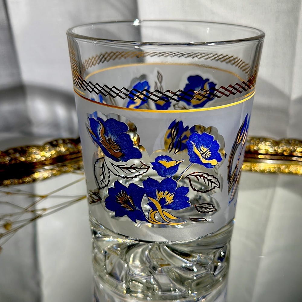 Vintage Devalbor Cerve Italy Frosted Glass Ice Bucket & Drink Glass Set of 2 - Picture 4 of 12